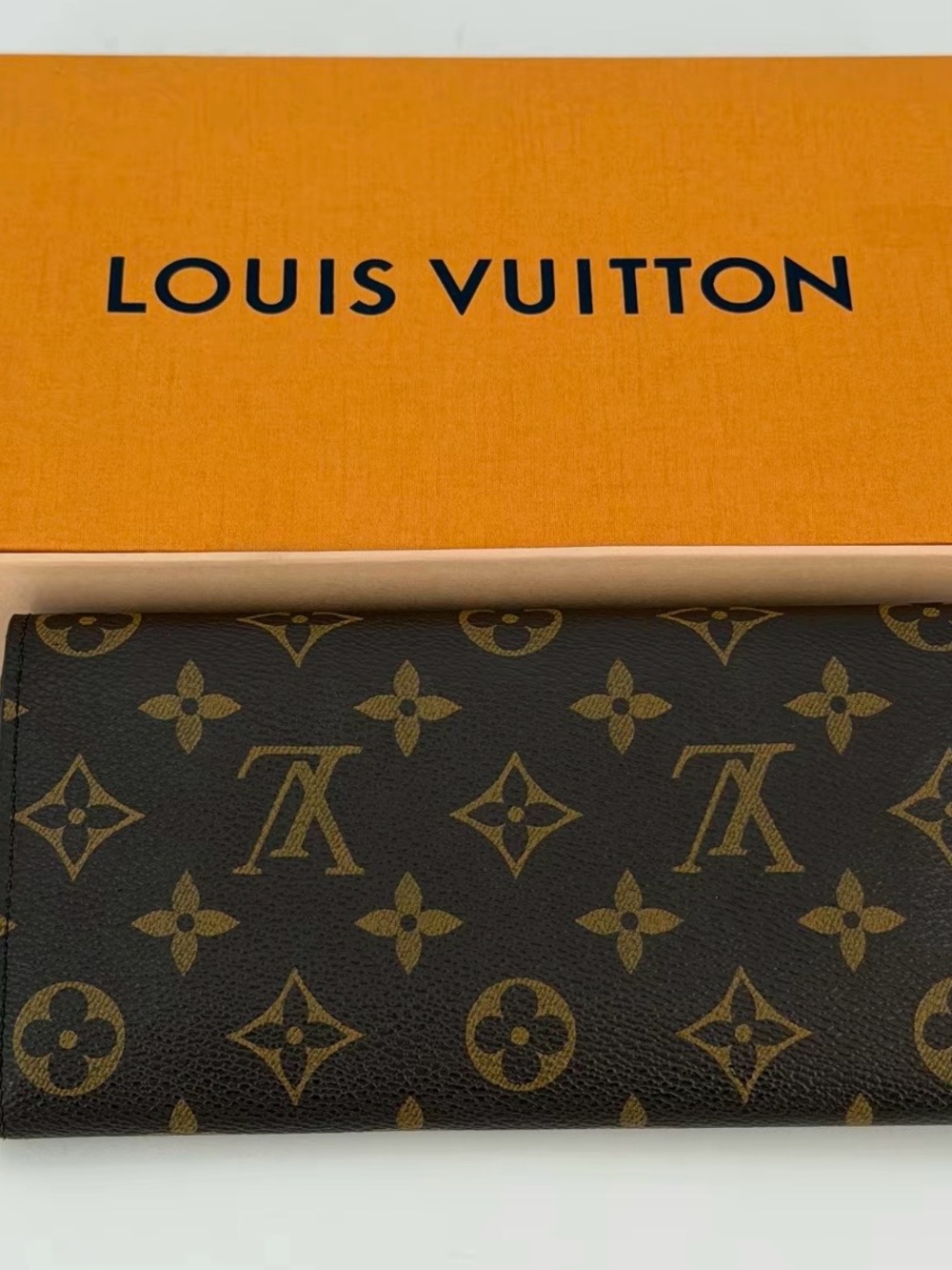 Authentic Louis Vuitton Monogram Continental Wallet in Brown and Gold Print